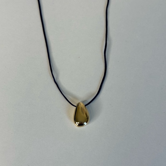 Loft Bean Cord Necklace 32” Long Blue Cord - Picture 2 of 3